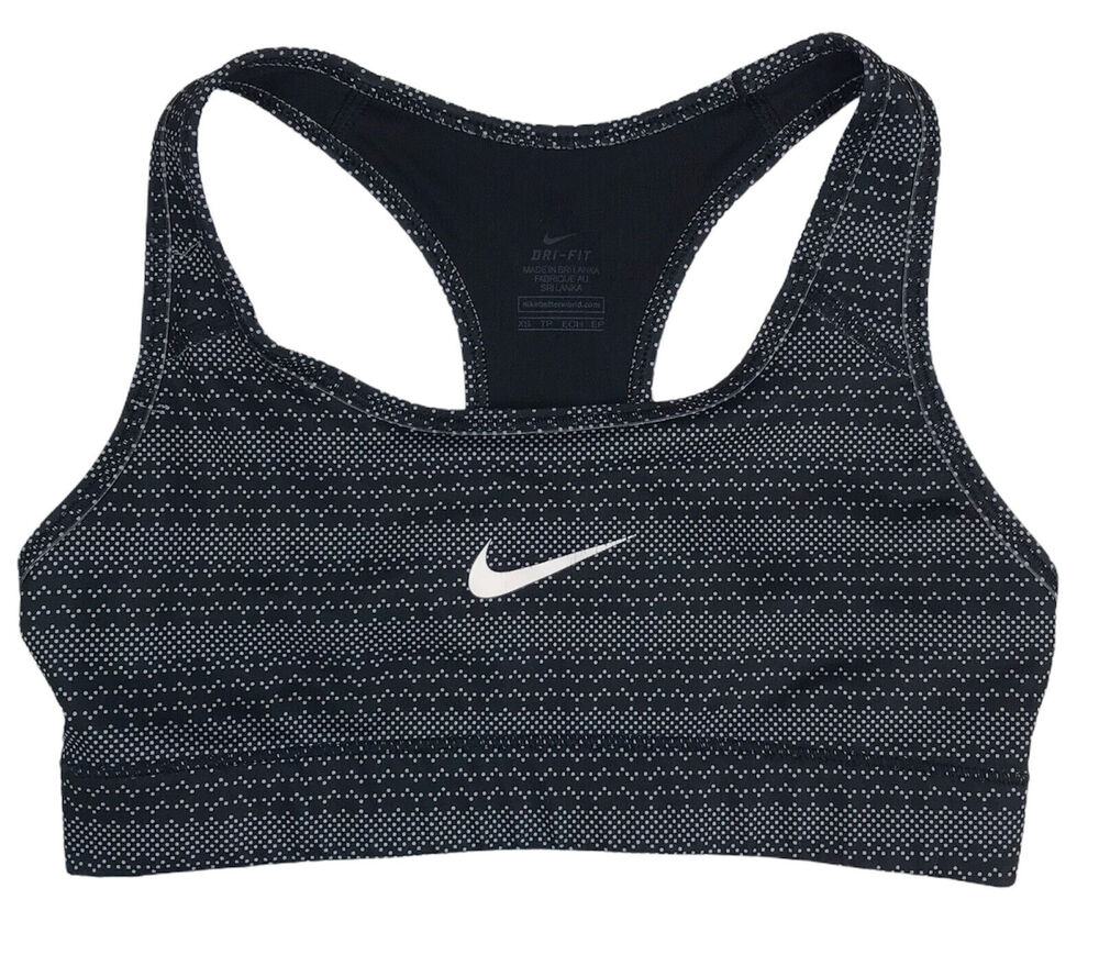 Nike Women's Size XS Victory Zig Dot Dri-Fit Sports Bra Black & White Dot Print